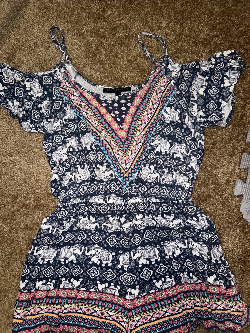 Boho Cold Shoulder Romper - Picture 2 of 7
